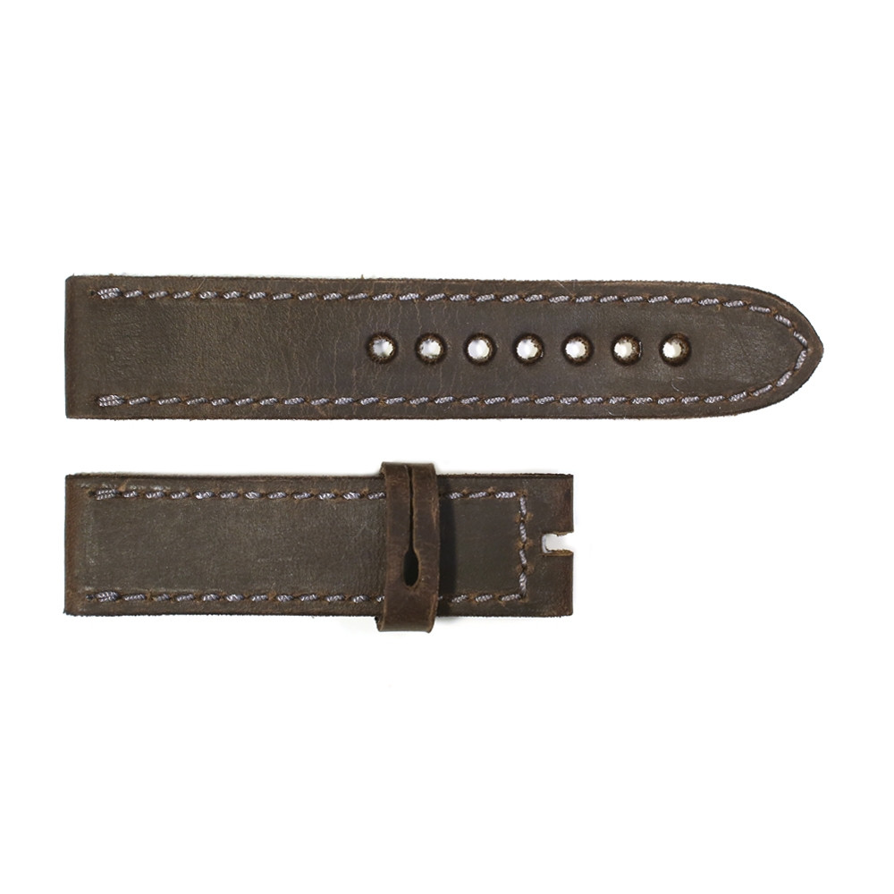 Strap dark brown with grey stitching size S