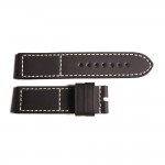 Leather Strap black-white with rubber coating, size L