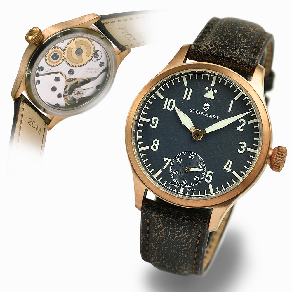 Nav. B-Uhr 42 Handaufzug Bronze blue antique